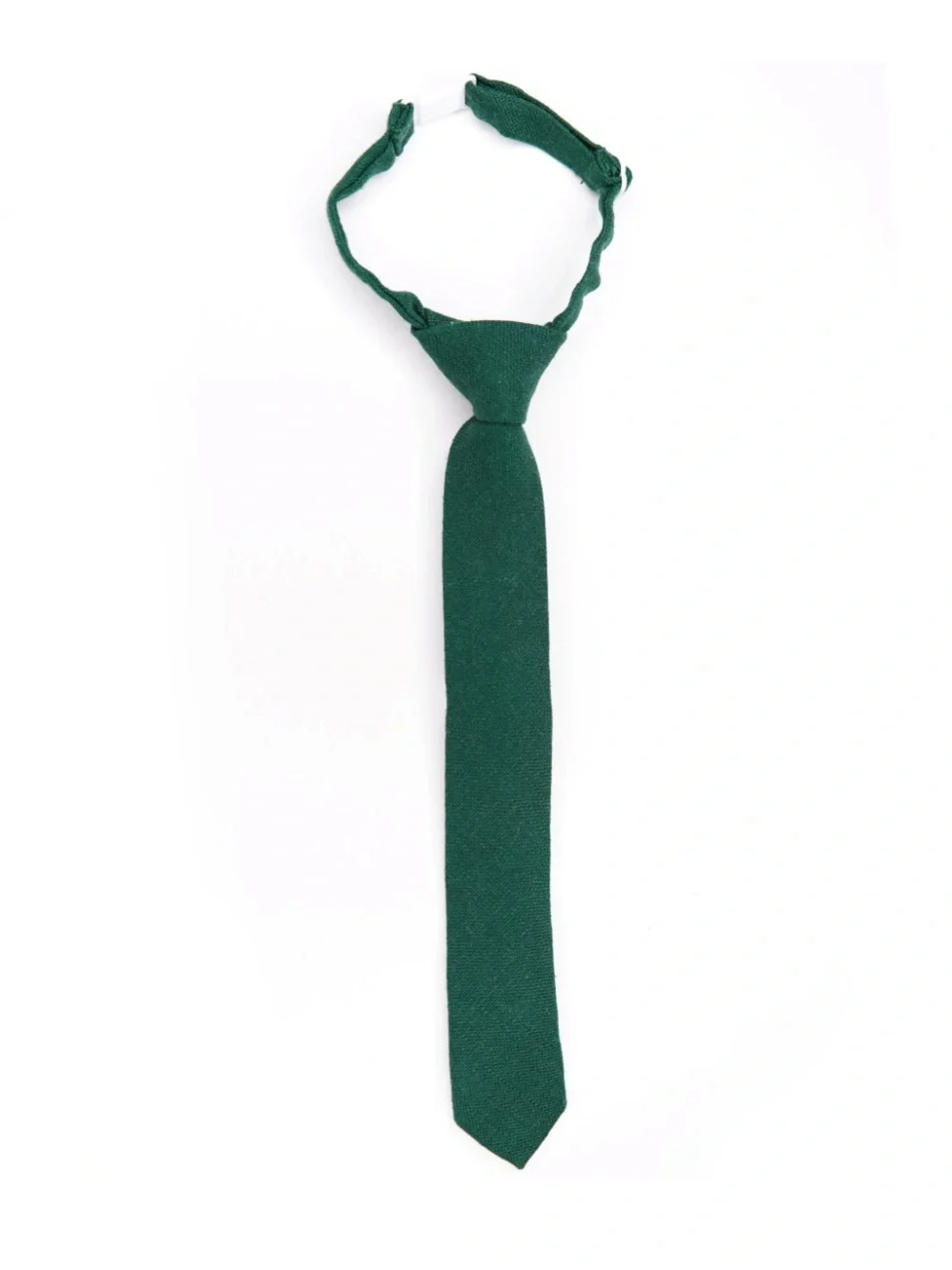 Boon Boys Knit Tie Deep Green Skinny Clasp Necktie Size ages 5-8